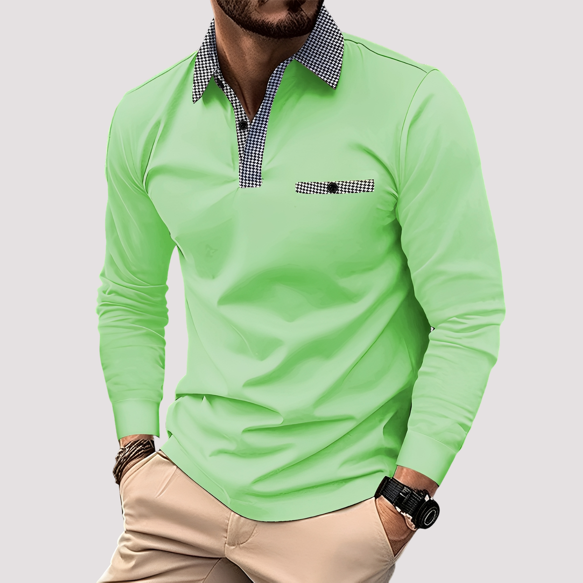 Aidan - Polo élégant à manches longues pour hommes