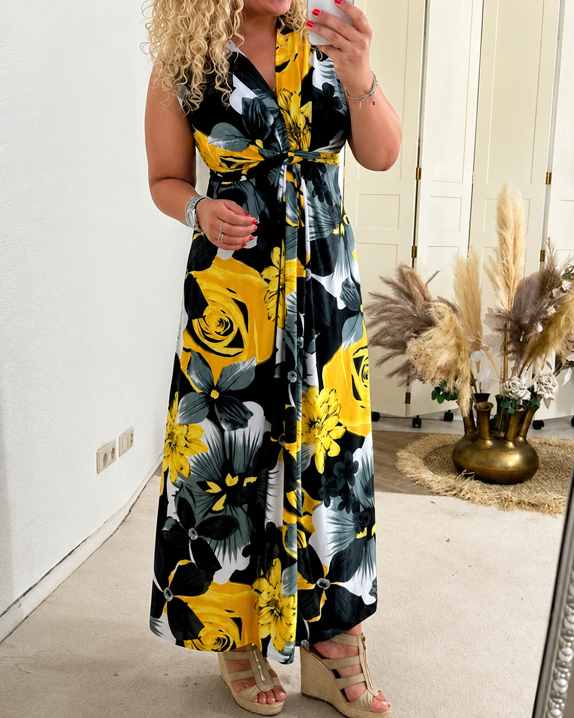 Katrina - Robe Chic Sans Manches à Motif Fleuri