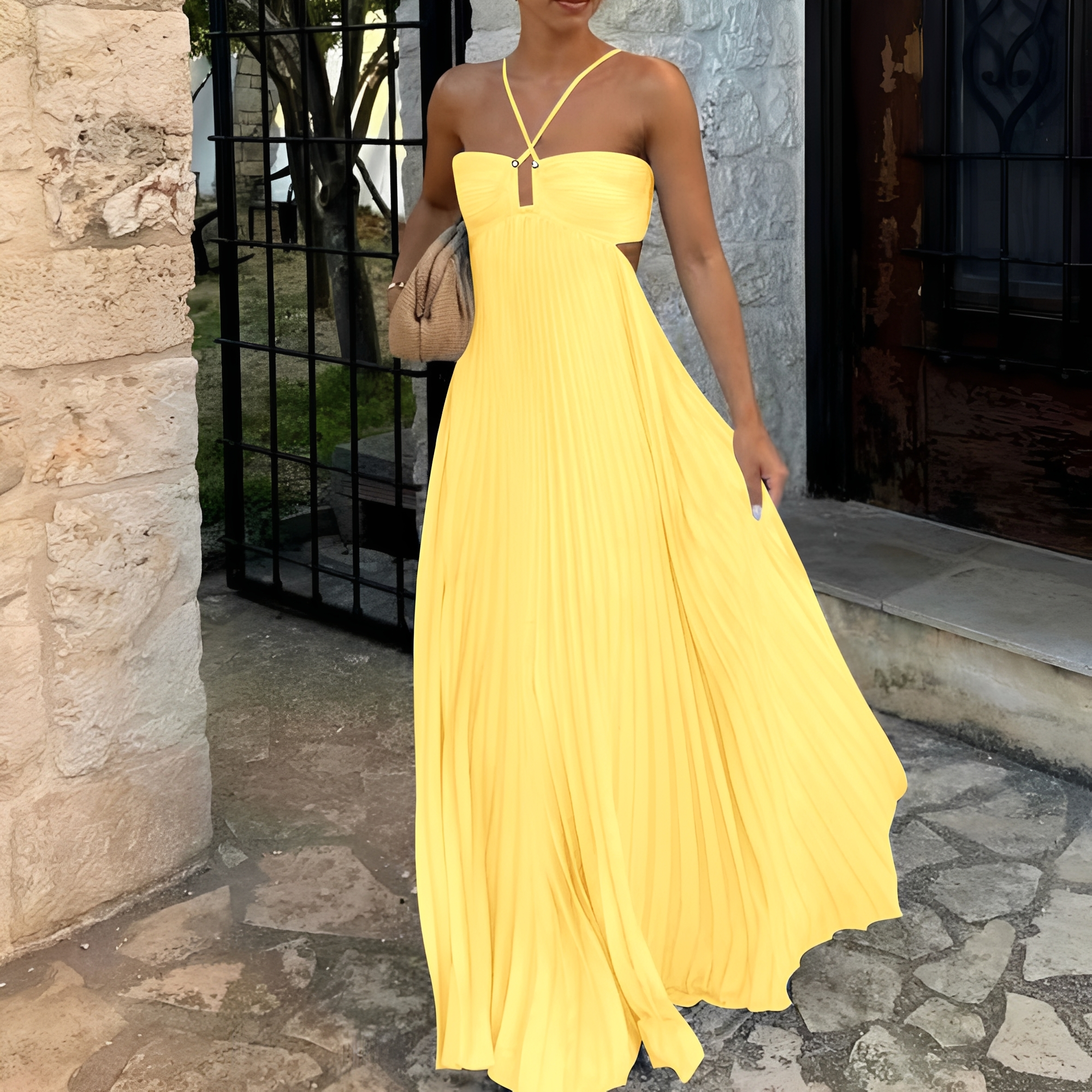 Marnie - Robe longue chic avec plis pour femmes