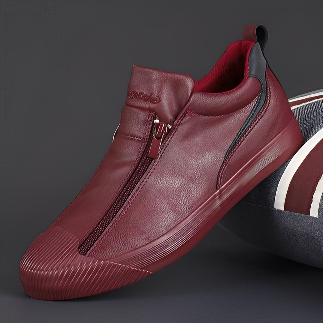 Jerred - Chaussures en cuir contemporaines pour hommes avec fermeture éclair