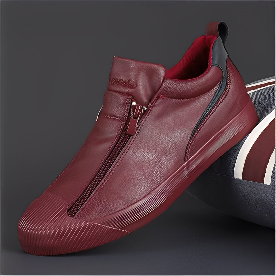 Marcus - Chaussures en cuir à double fermeture éclair pour hommes