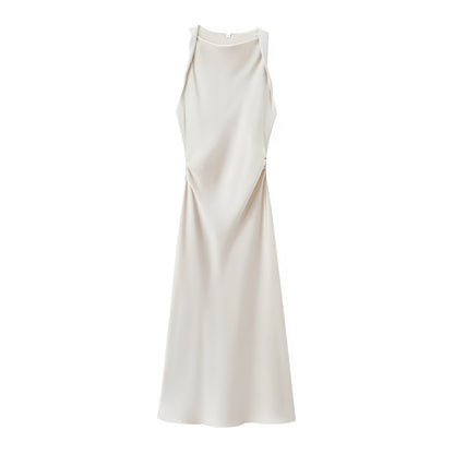 Veronica - Elegant mid-length dress with open back for women