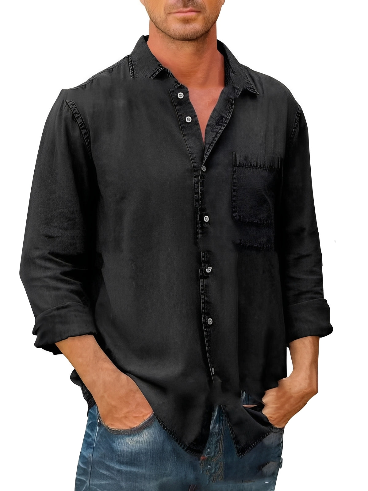 Alfie - Chemise vieillie à manches longues