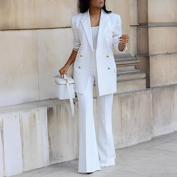 Mélanie - Blazer long chic et habillé pour femme ensemble