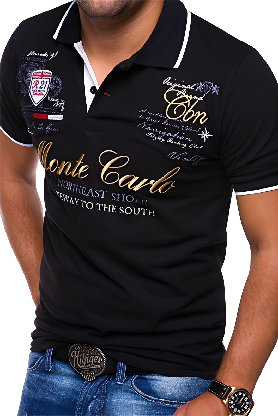 Brent - Polo décontracté avec motif pour hommes