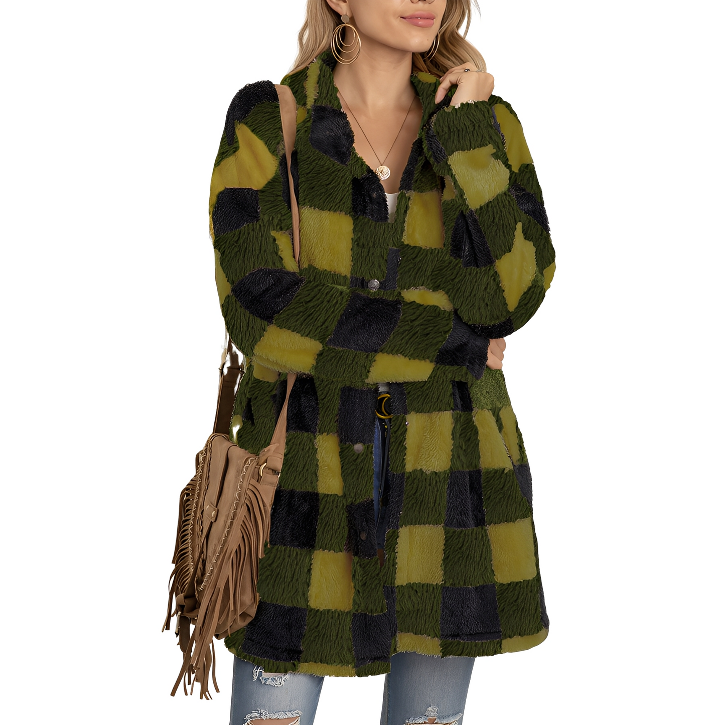 Malvina - Veste longue pour femmes à carreaux élégante