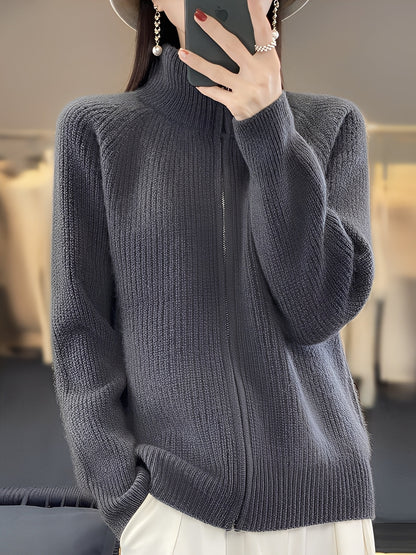 Brylee - Veste en laine contemporaine avec fermeture éclair pour femmes