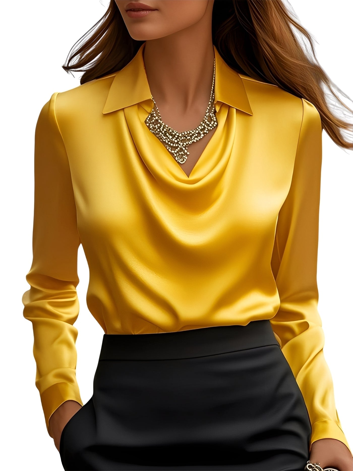 Dionne - Chemise satinée élégante pour femmes à manches longues