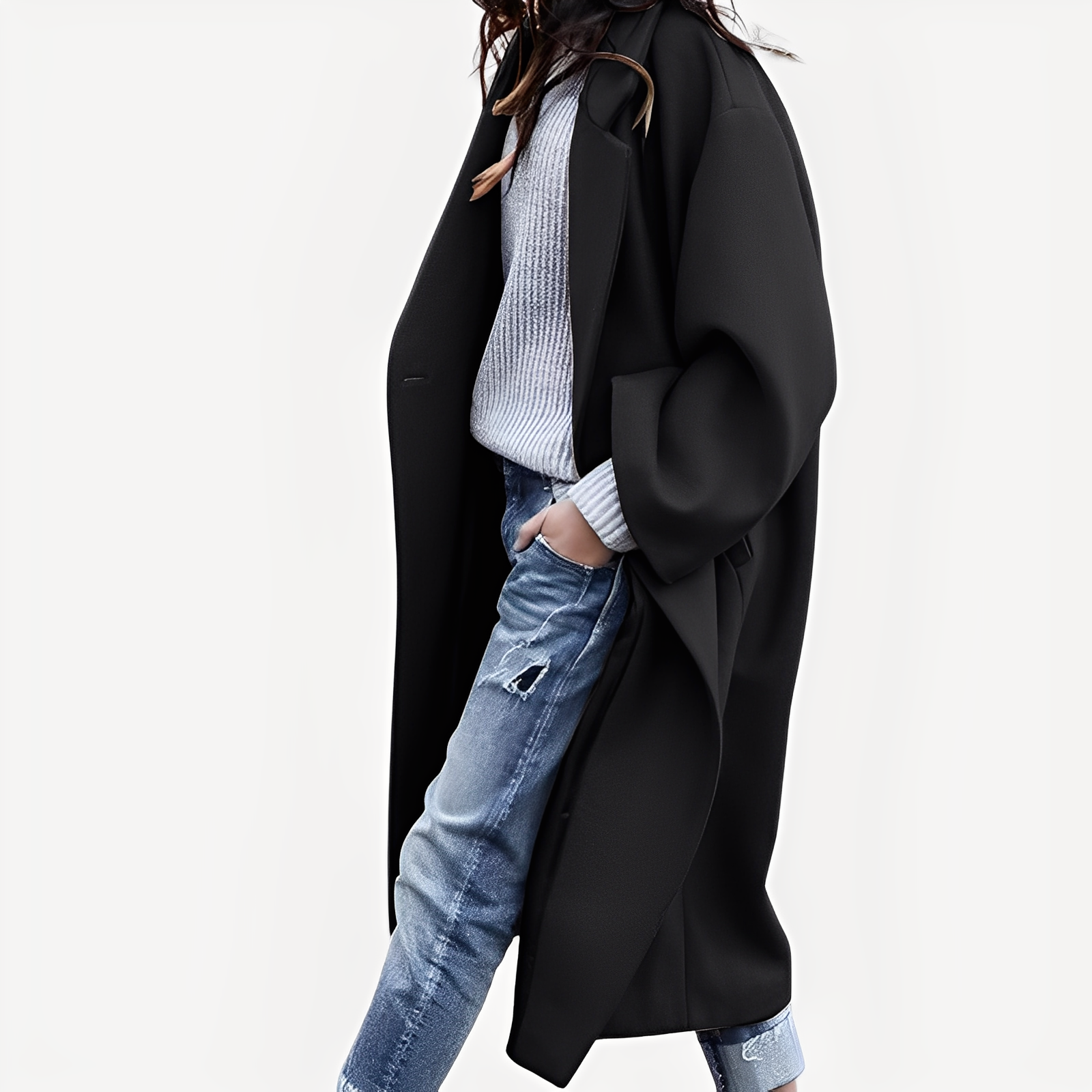 Camellia - Long manteau en laine pour femme