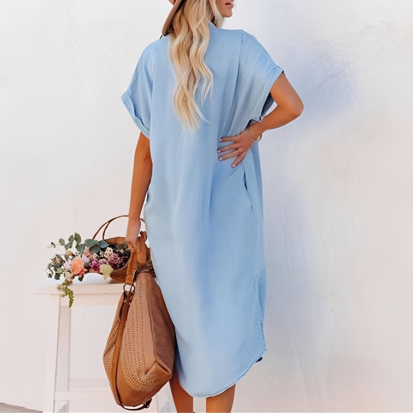 Crystal - Robe-chemise en jean ample pour femmes