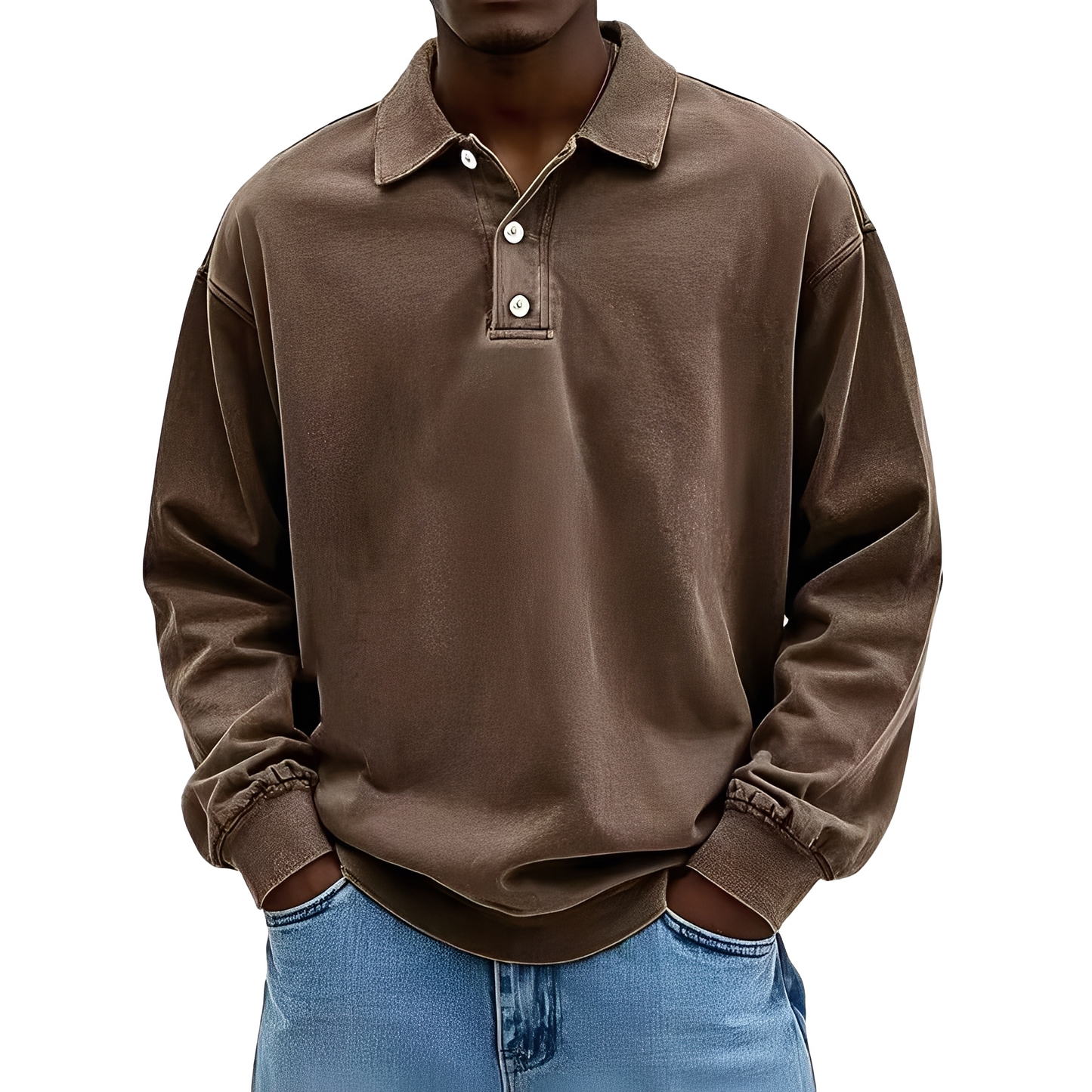 Chris - Chemise classique en tissu épais à manches longues pour homme