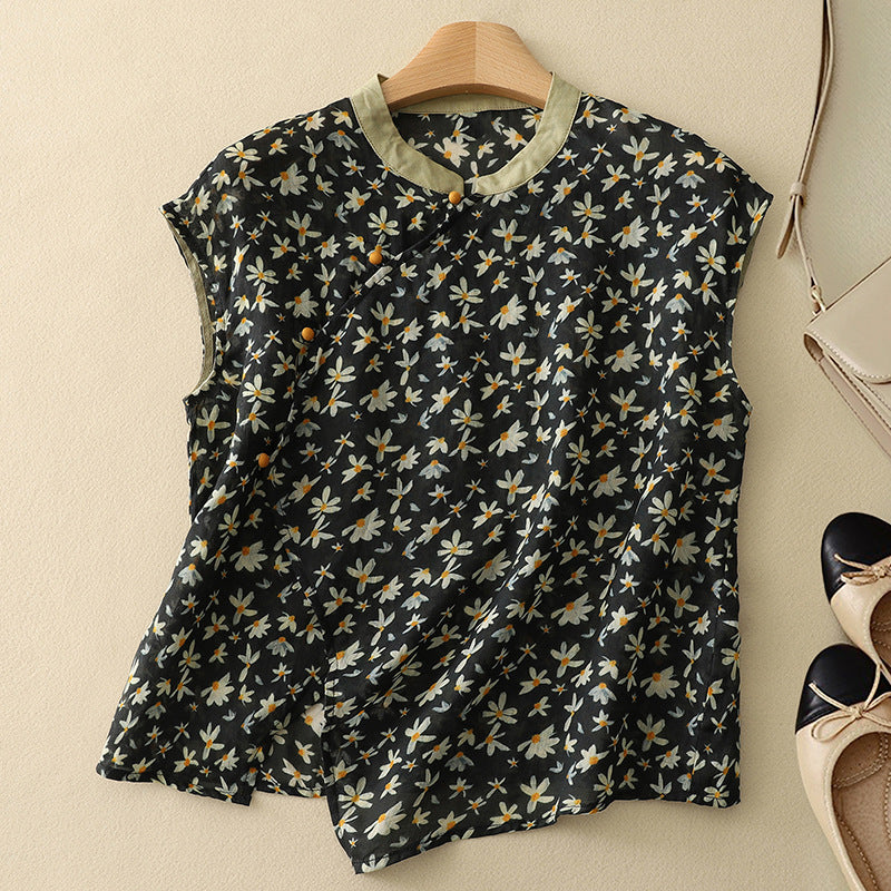 Diana - Top Fleuri Sans Manches