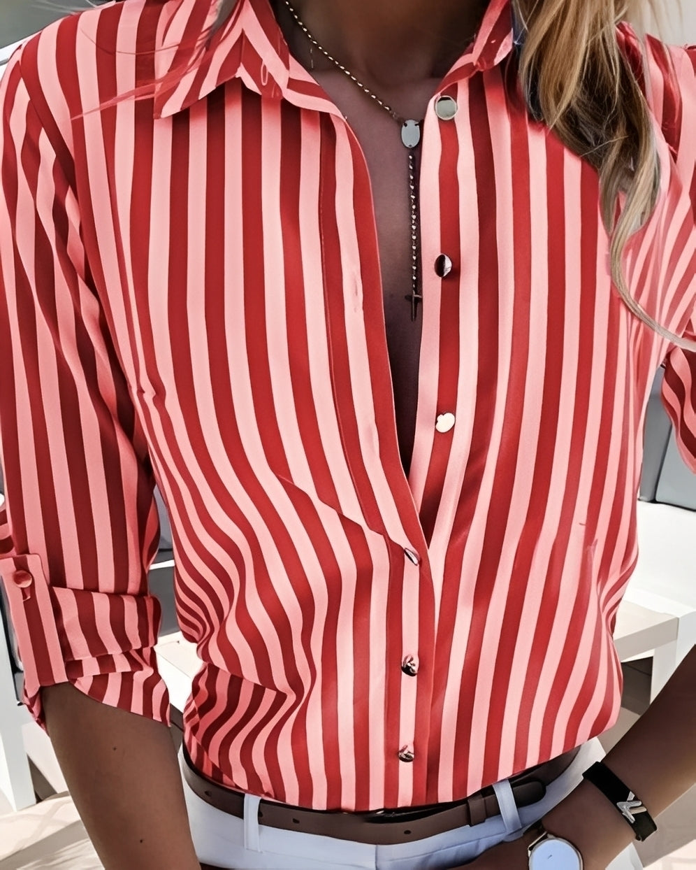 Rosie - Blouse à rayures rétro