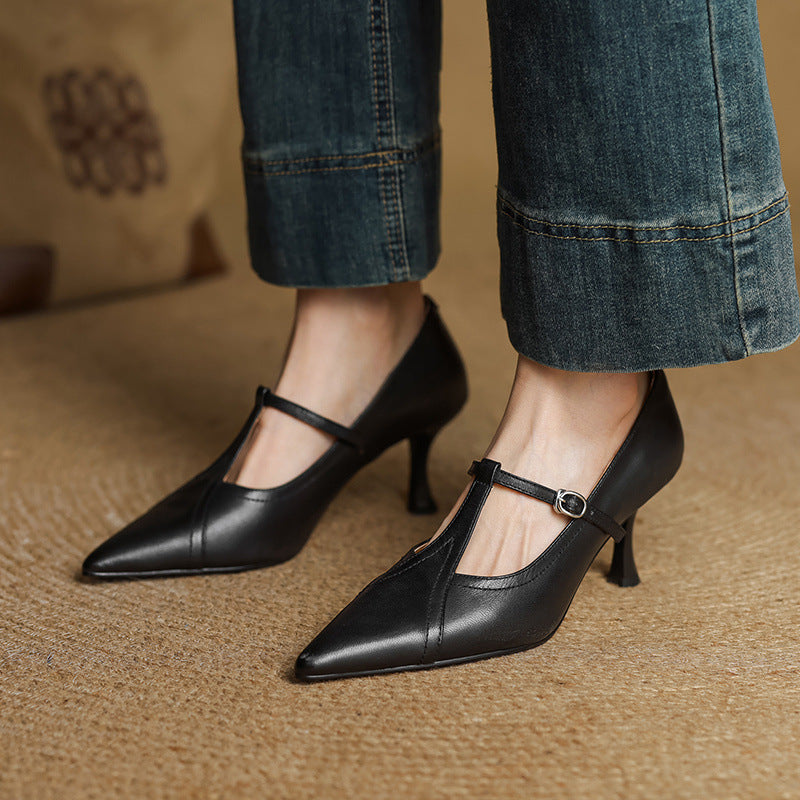 Ellis - Chaussures à Talon Élégantes avec Fermeture en T