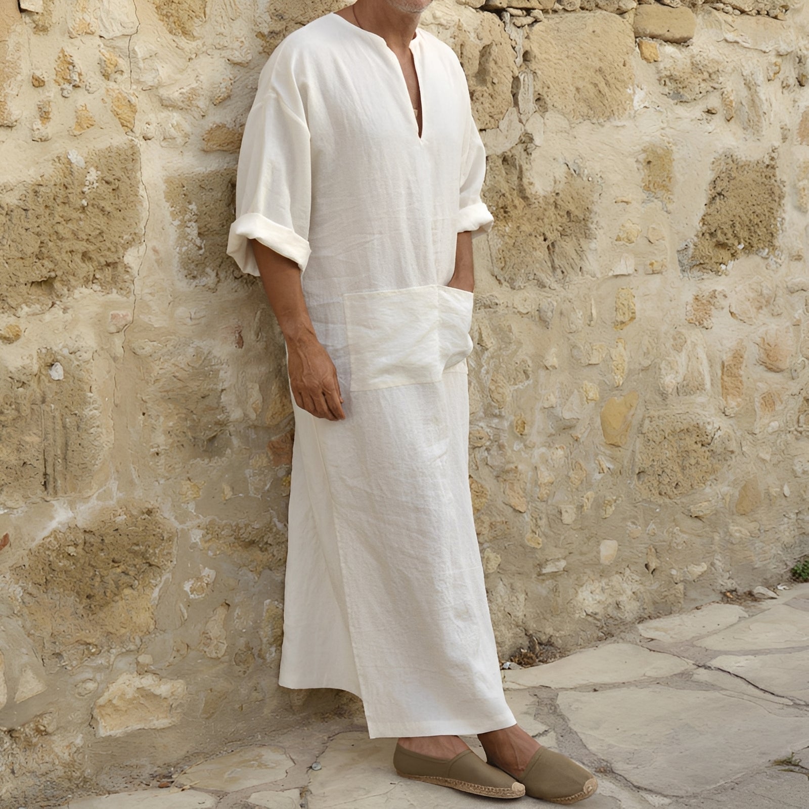 Josiah - Robe-chemise longue simple avec ouverture pour hommes