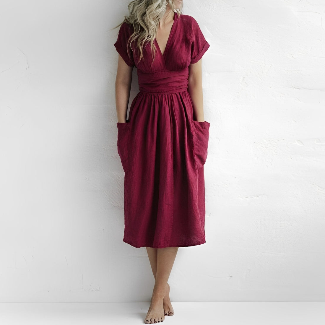 Sasha - Robe portefeuille simple avec poches