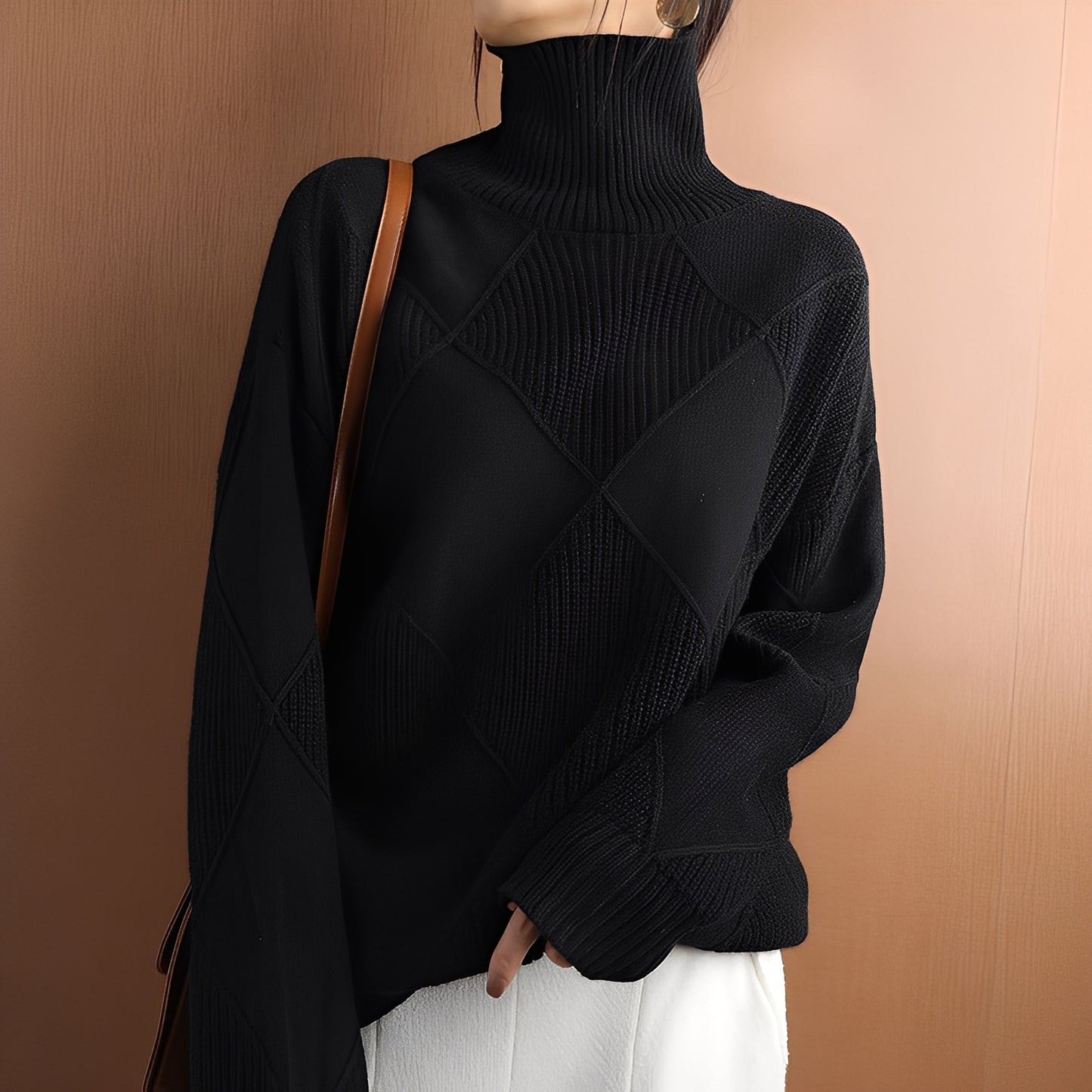 Mariette - Oversized winter turtleneck sweater for women