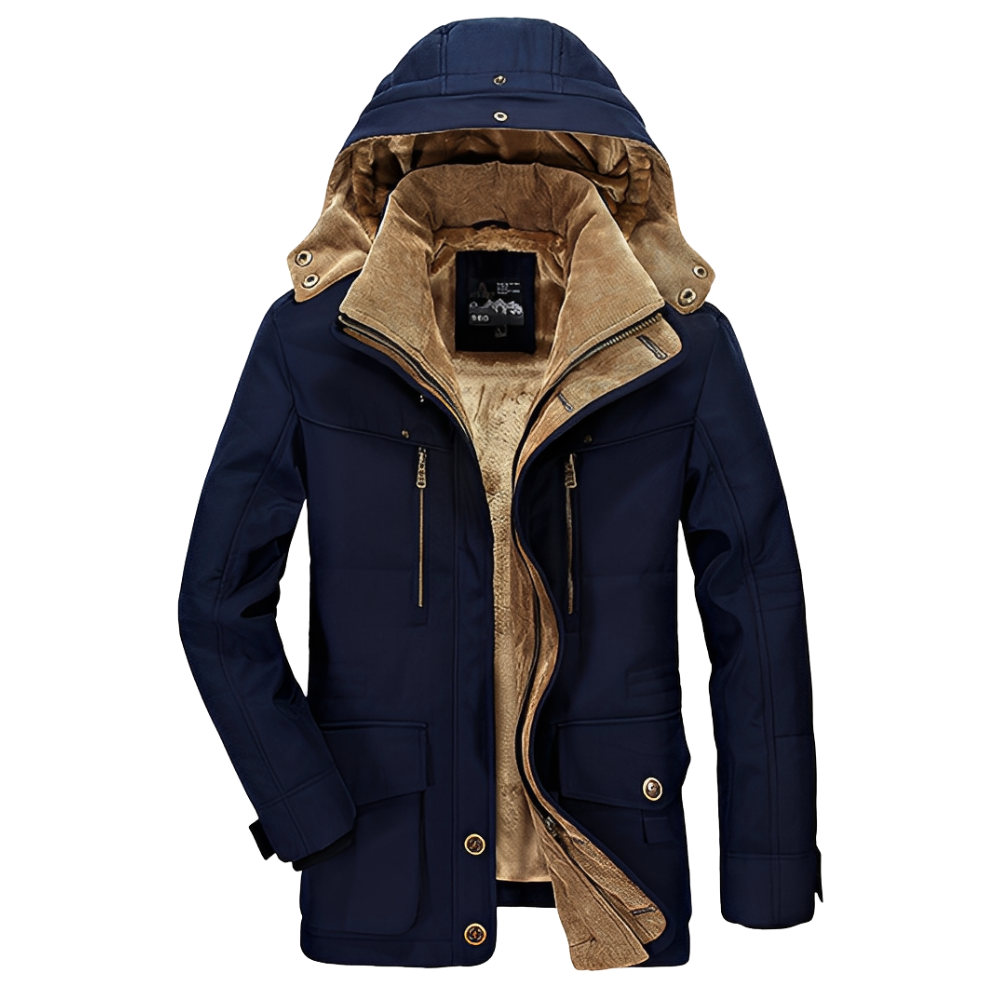 Harold - Warm coat with removable hood for men