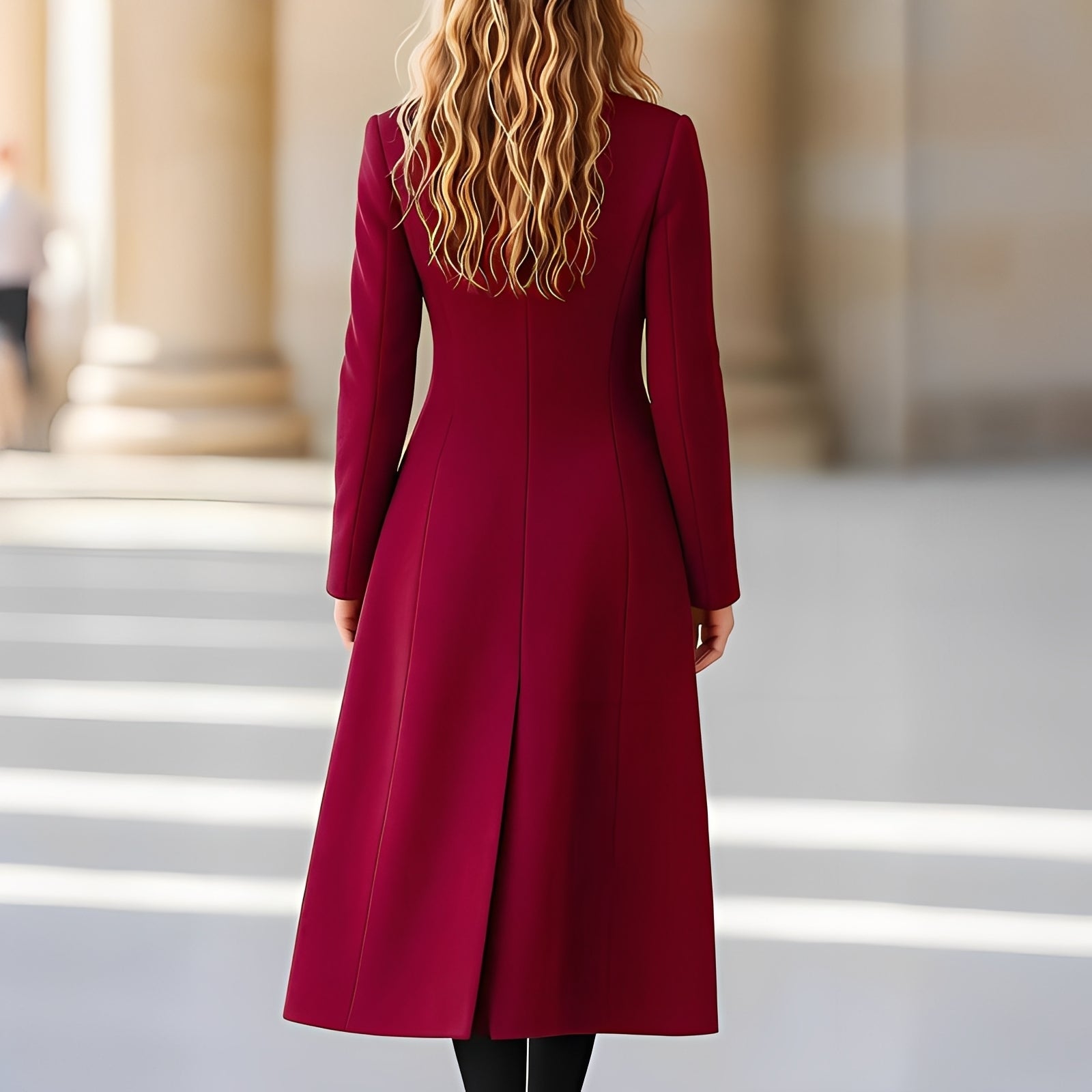 Chrissy - Long manteau à double boutonnage pour femmes, très à la mode