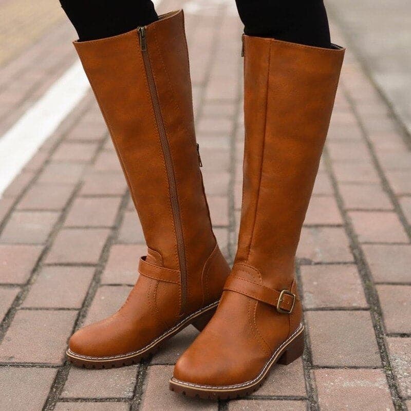 Marisa – Bottes en cuir à talons carrés