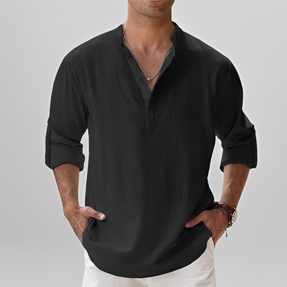 Ezriel - Bequemes Hemd mit halber Knopfleiste für Herren