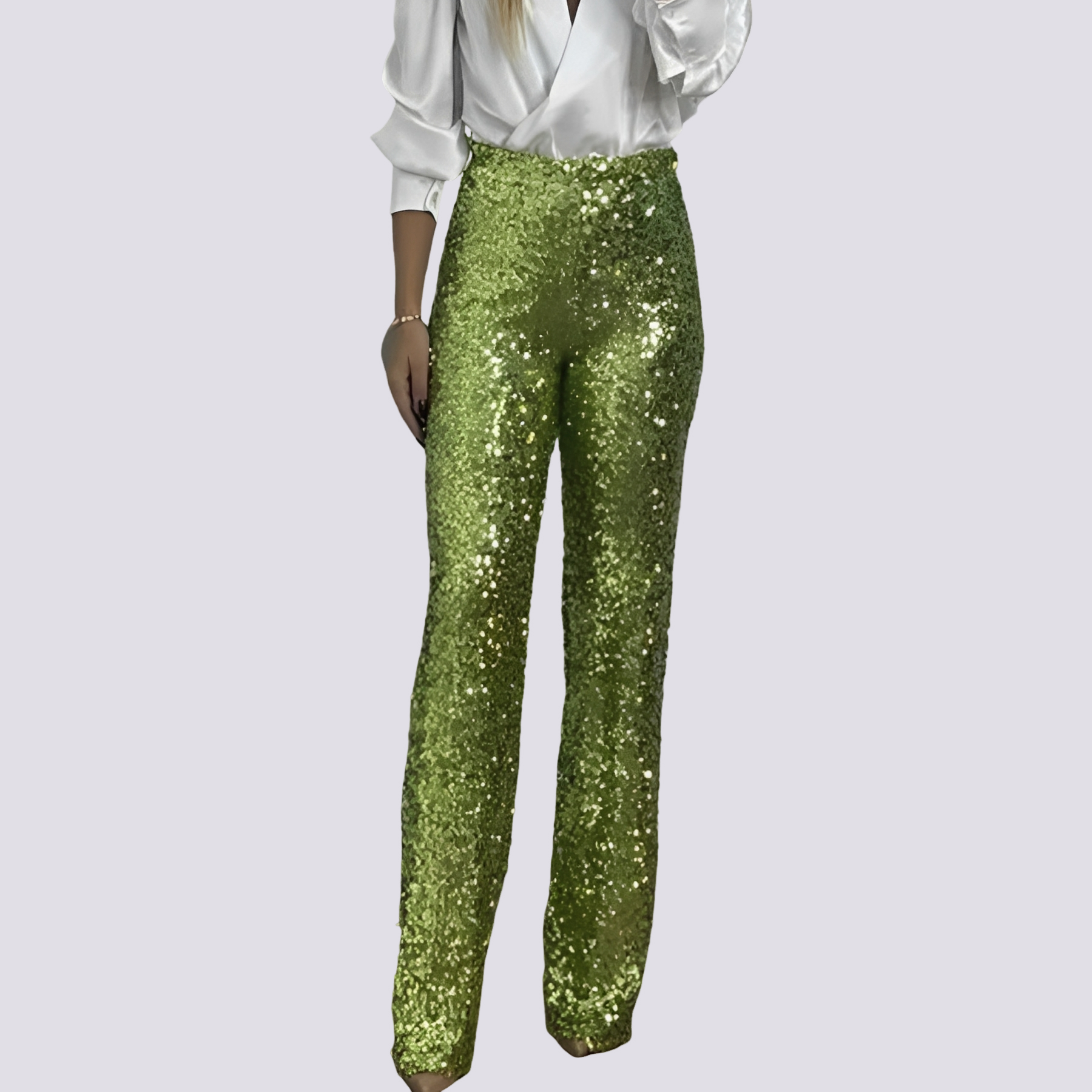Mandy - Pantalon taille haute à sequins