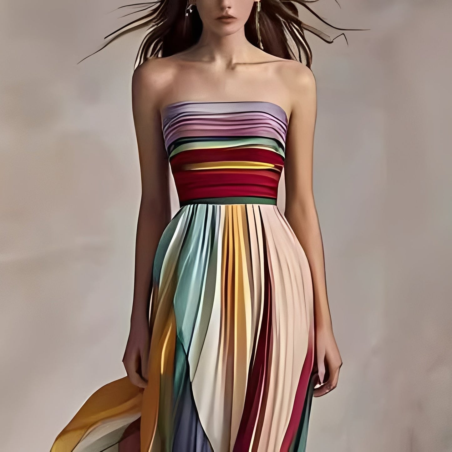Amelia - Colorful long flared dress for women