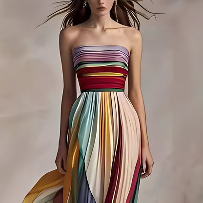 Amelia - Colorful long flared dress for women