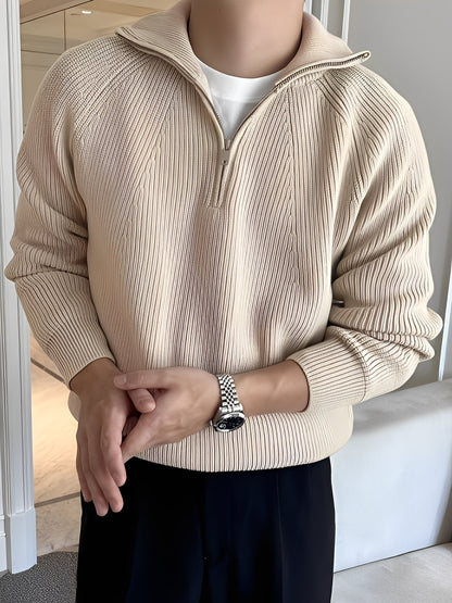 Lucas - Pull élégant en tricot avec demi-zip pour homme