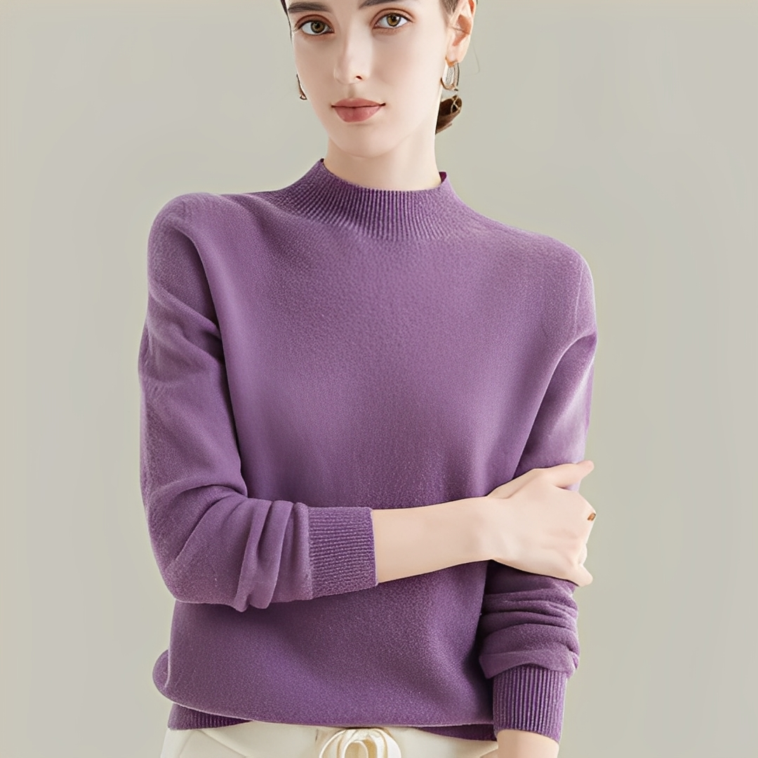 Martine - Slim-fitting wool sweaters with high collar for women