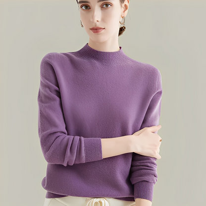 Martine - Slim-fitting wool sweaters with high collar for women