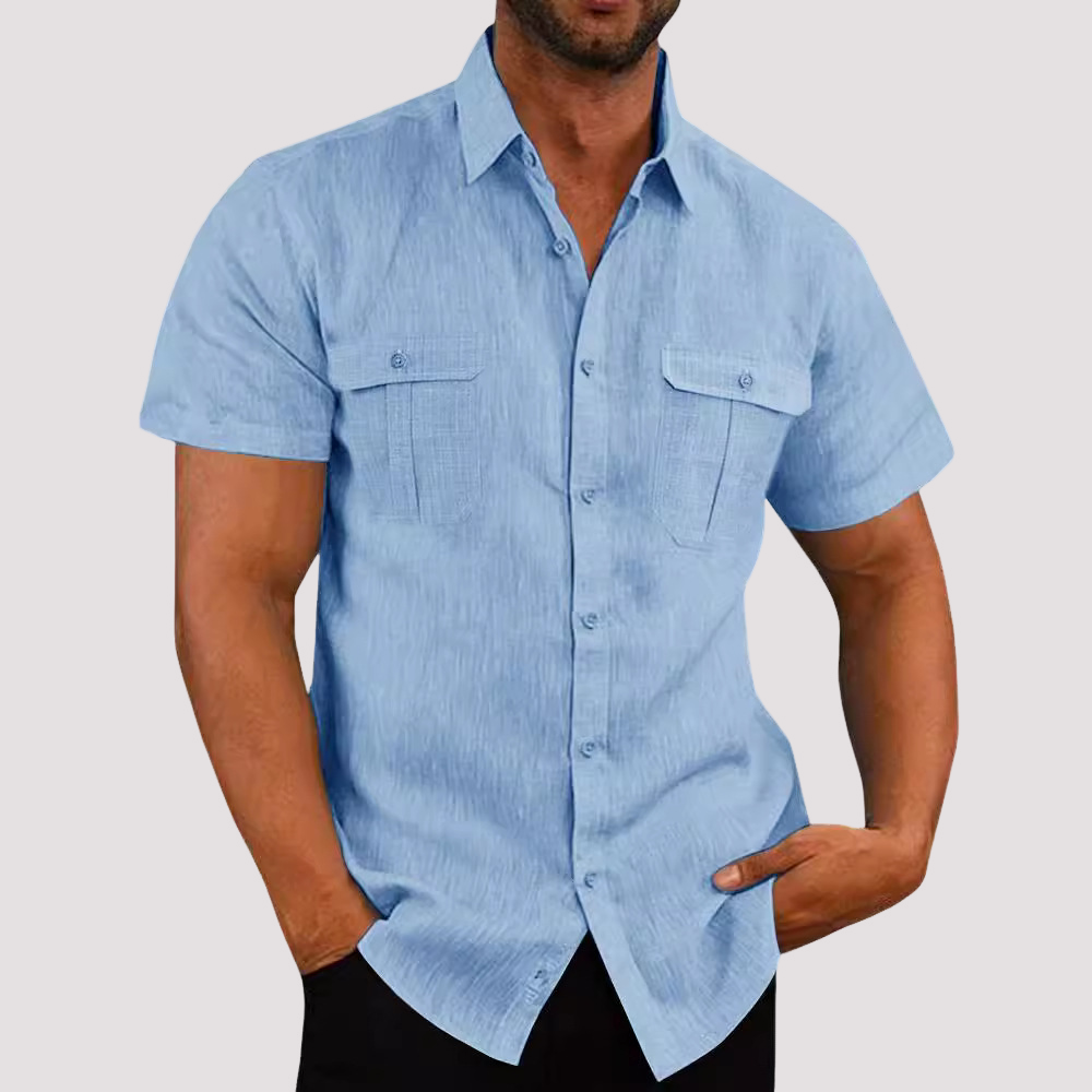 Aaron - Chemise à manches courtes stylée avec patte de boutonnage pour hommes
