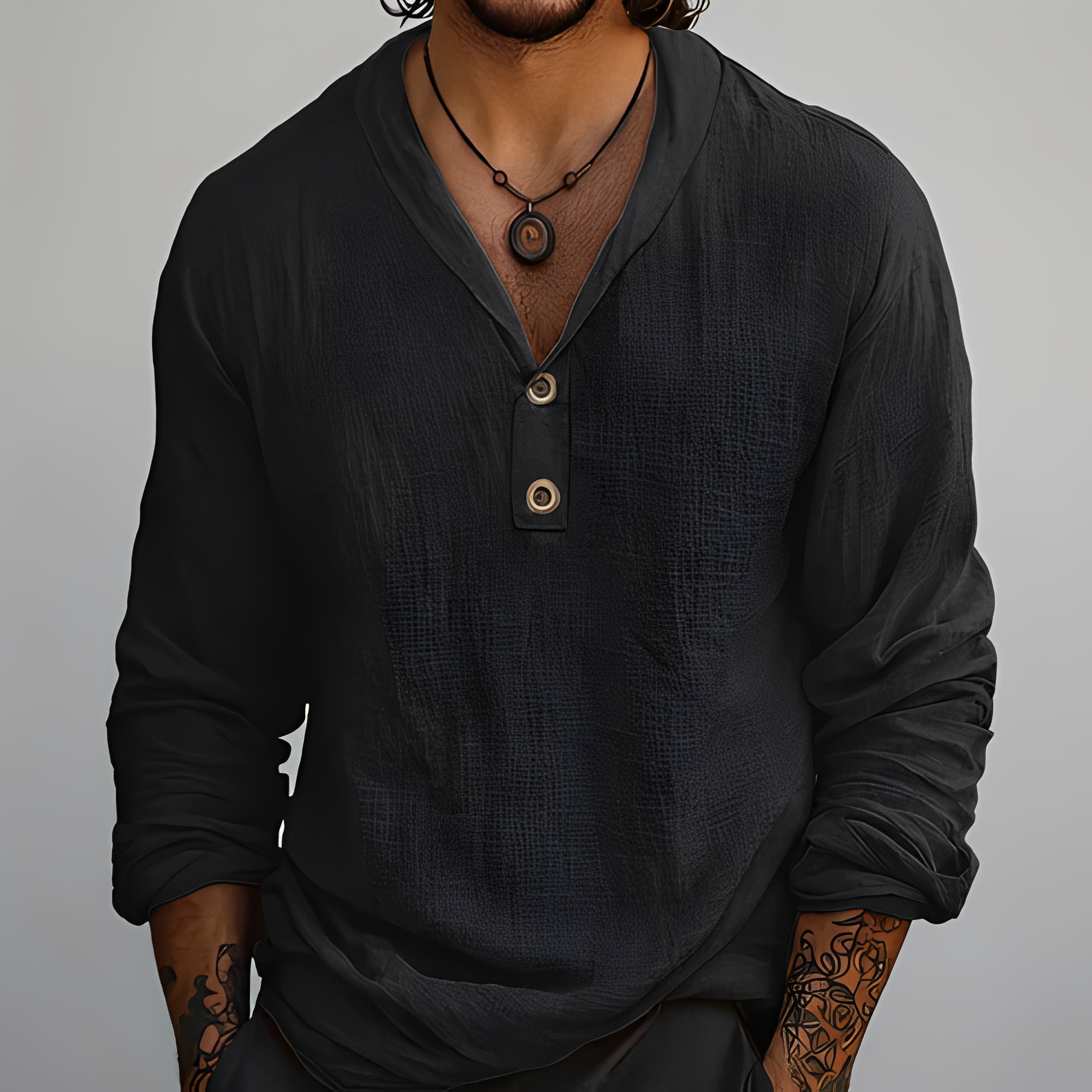 Reymart - Chemise d'été tendance à col en V pour homme