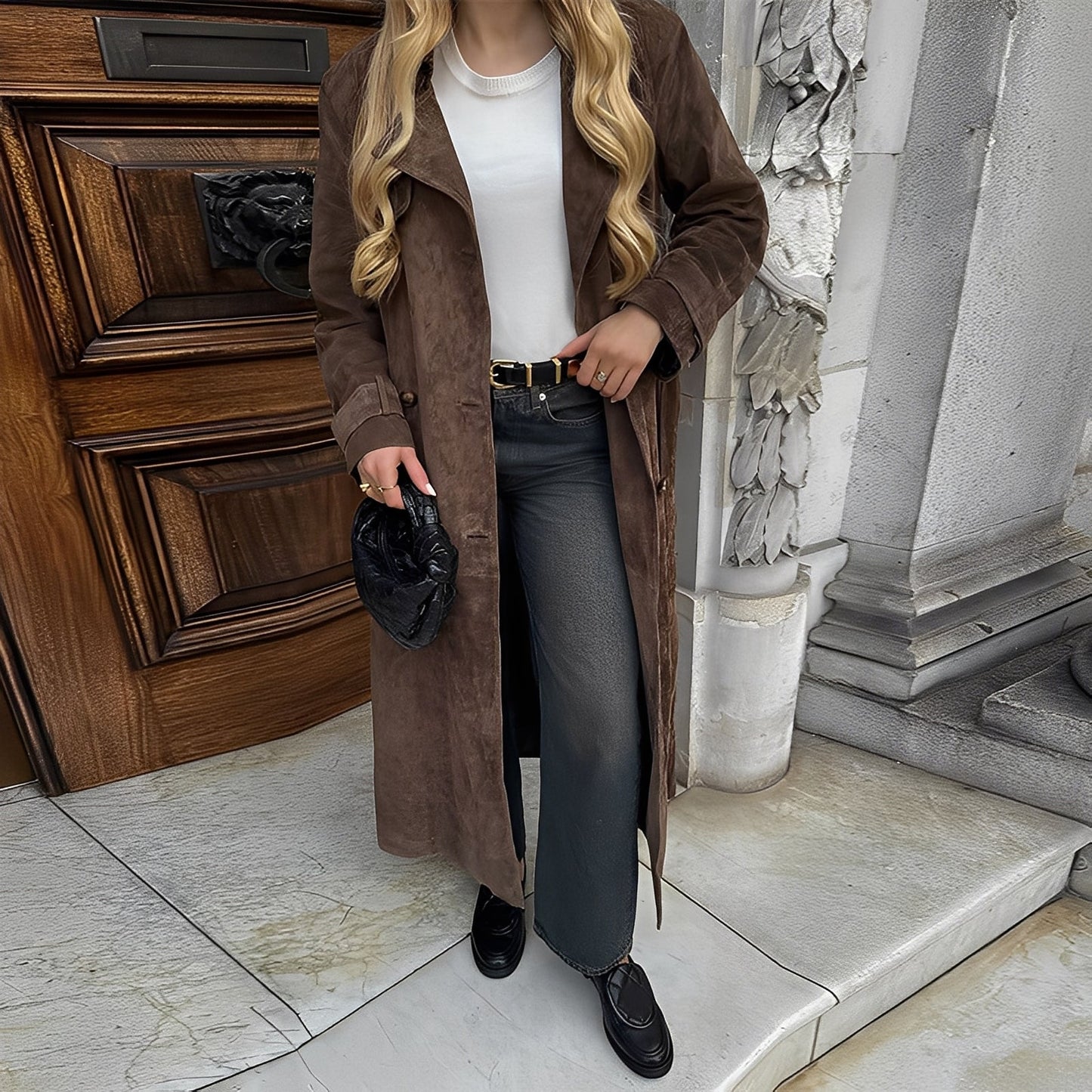 Katrina - Élégant manteau long croisé pour femmes