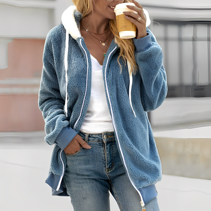 Rheanna - Doux manteau en polaire à capuche pour femmes