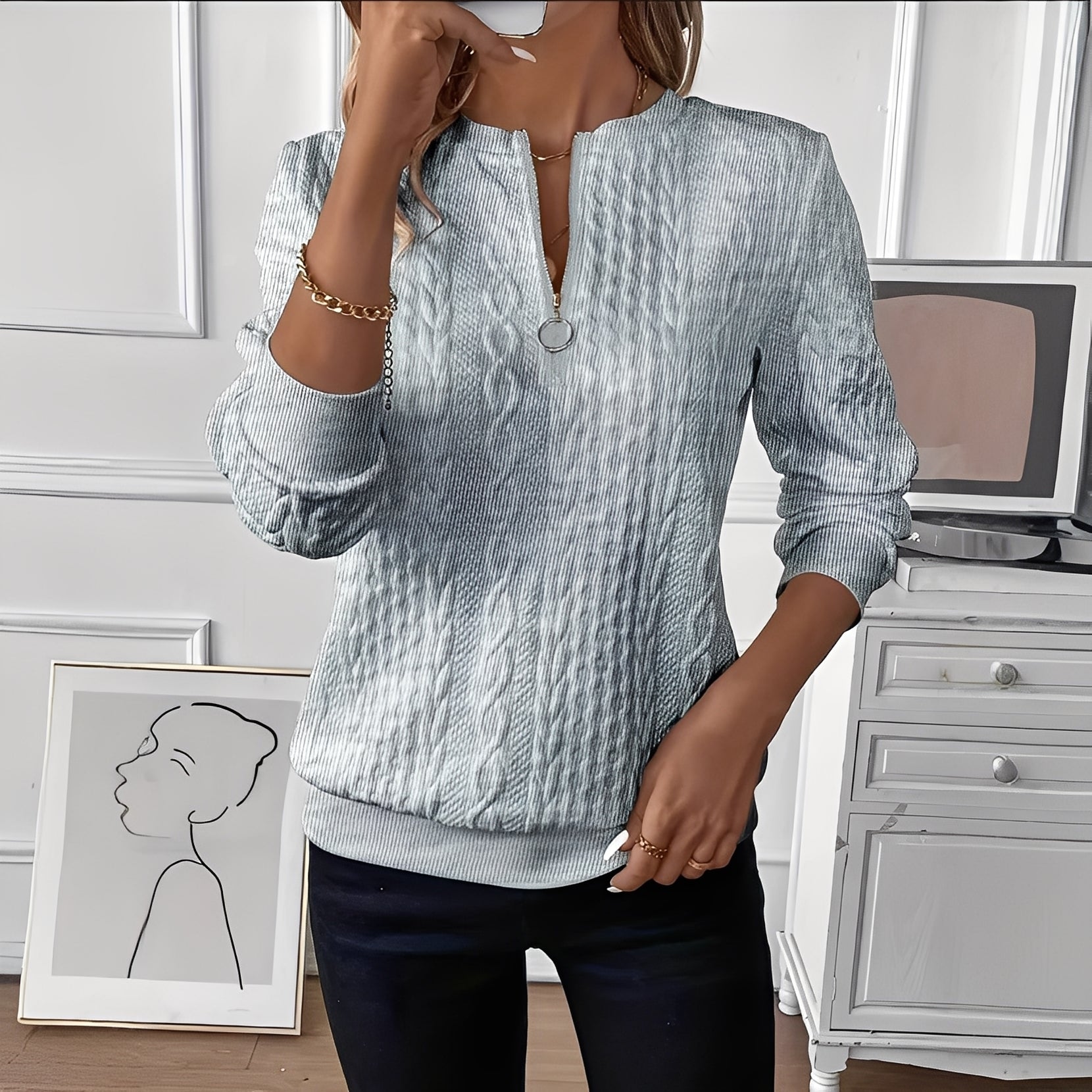Chesley - Pull chic avec zip pour femmes