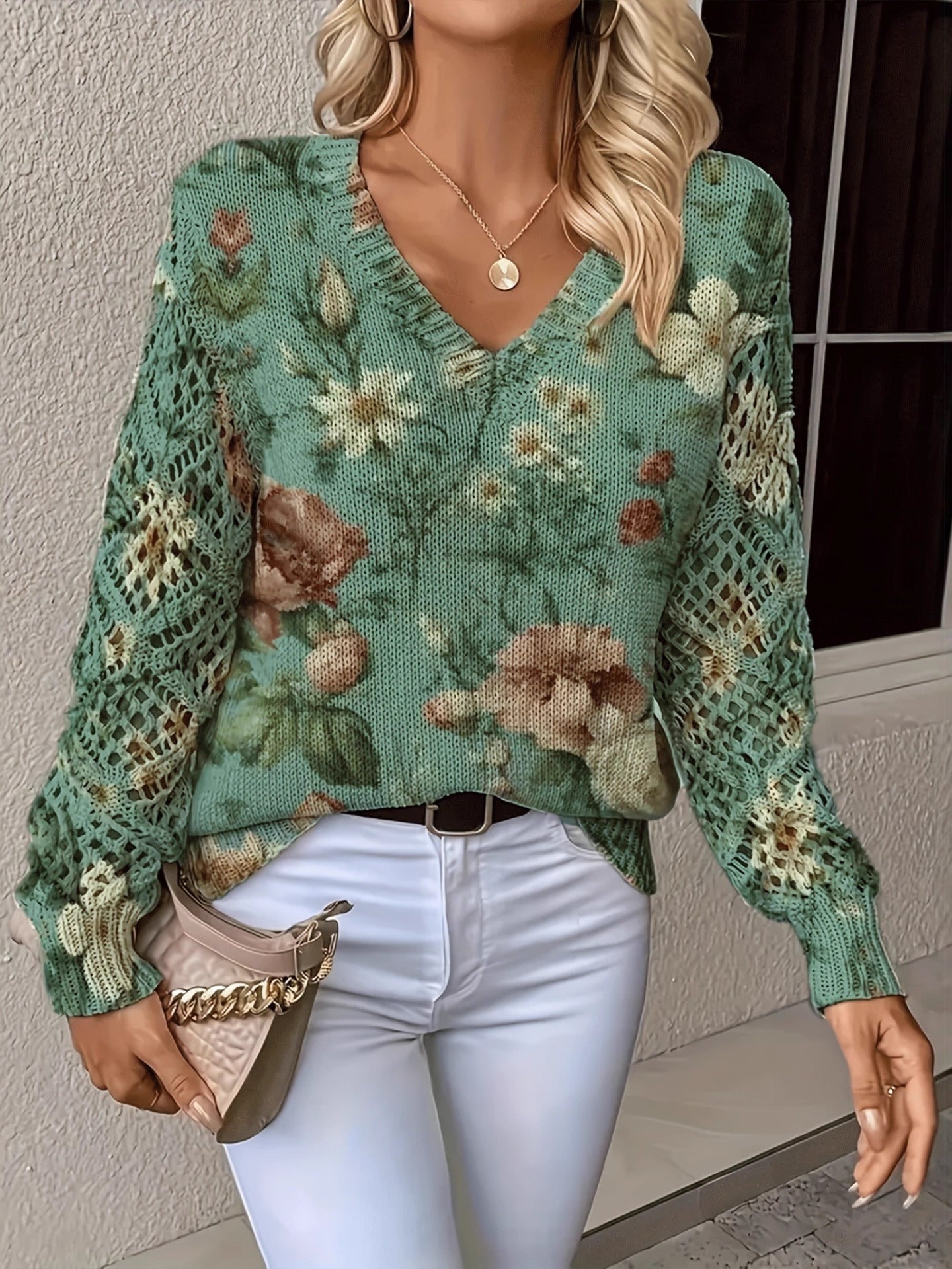 Ashtyn - Pull chic avec motif floral pour femmes