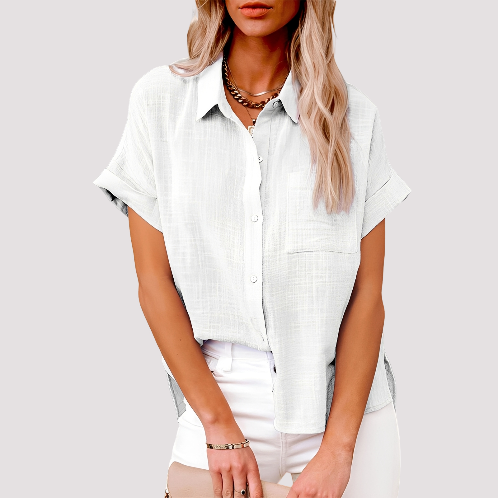 Josie - Blouse à manches courtes ample avec poche pour femmes