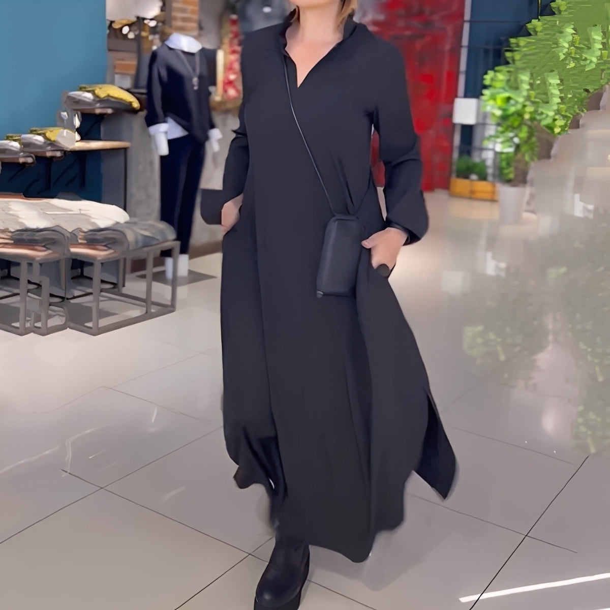 Hélène - Loose dress with side slit for women