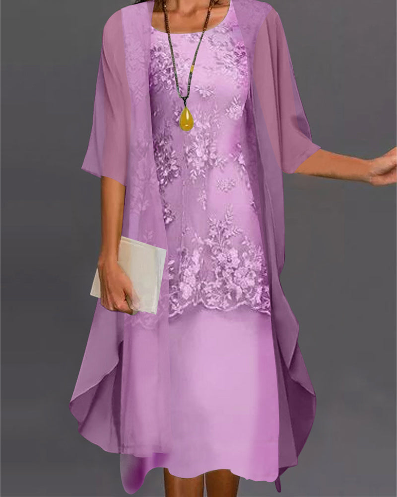 Chona - Élégante robe en chiffon, ensemble deux pièces