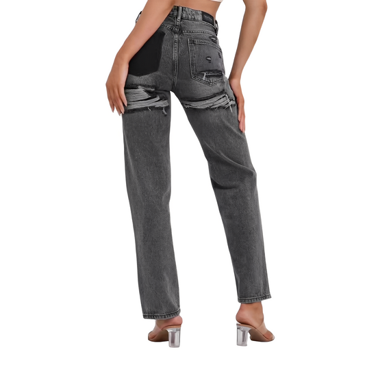 Lillian - Damenjeans mit hoher Taille und lässigen Rissen