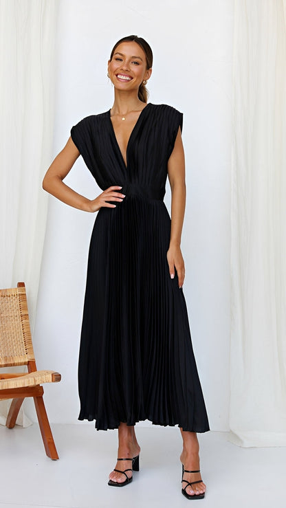 Alexia - Robe midi chic avec décolleté en V pour femmes