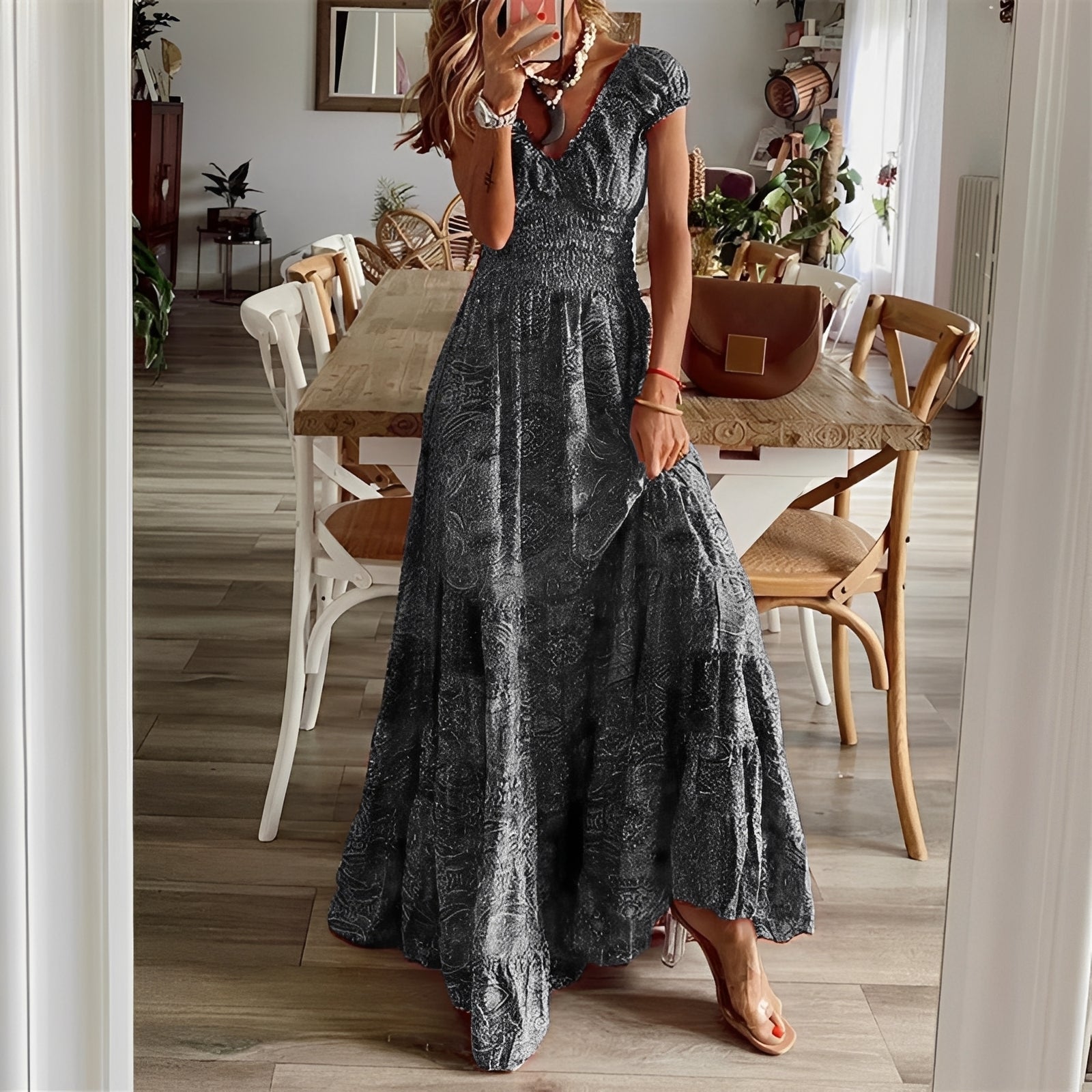 Christina - Robe maxi style bohème à motif floral pour femmes