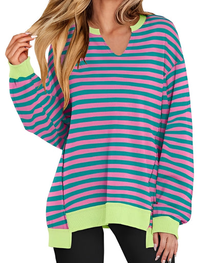 Maggie - Casual striped sweater with V-neck for women