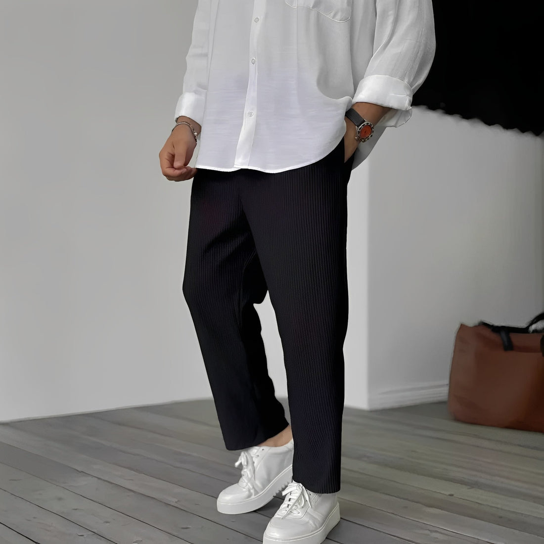 Tristan - Pantalon décontracté droit et ample pour hommes