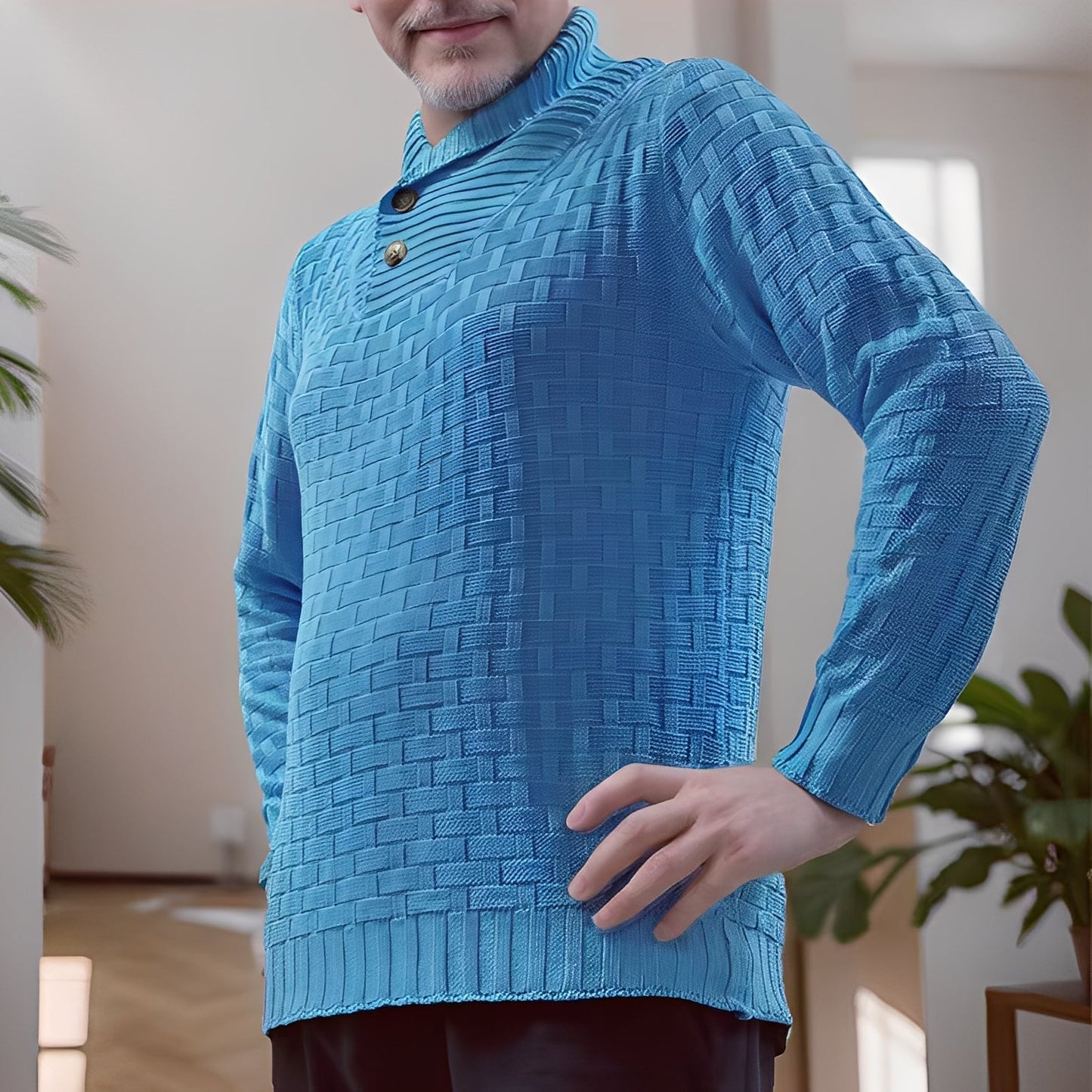 Branson - Pull homme à col montant, style relax