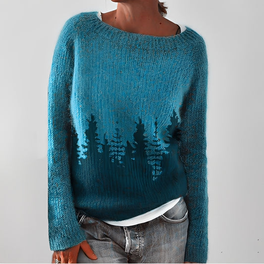 Flavienne - Simple winter sweater with round neck for women