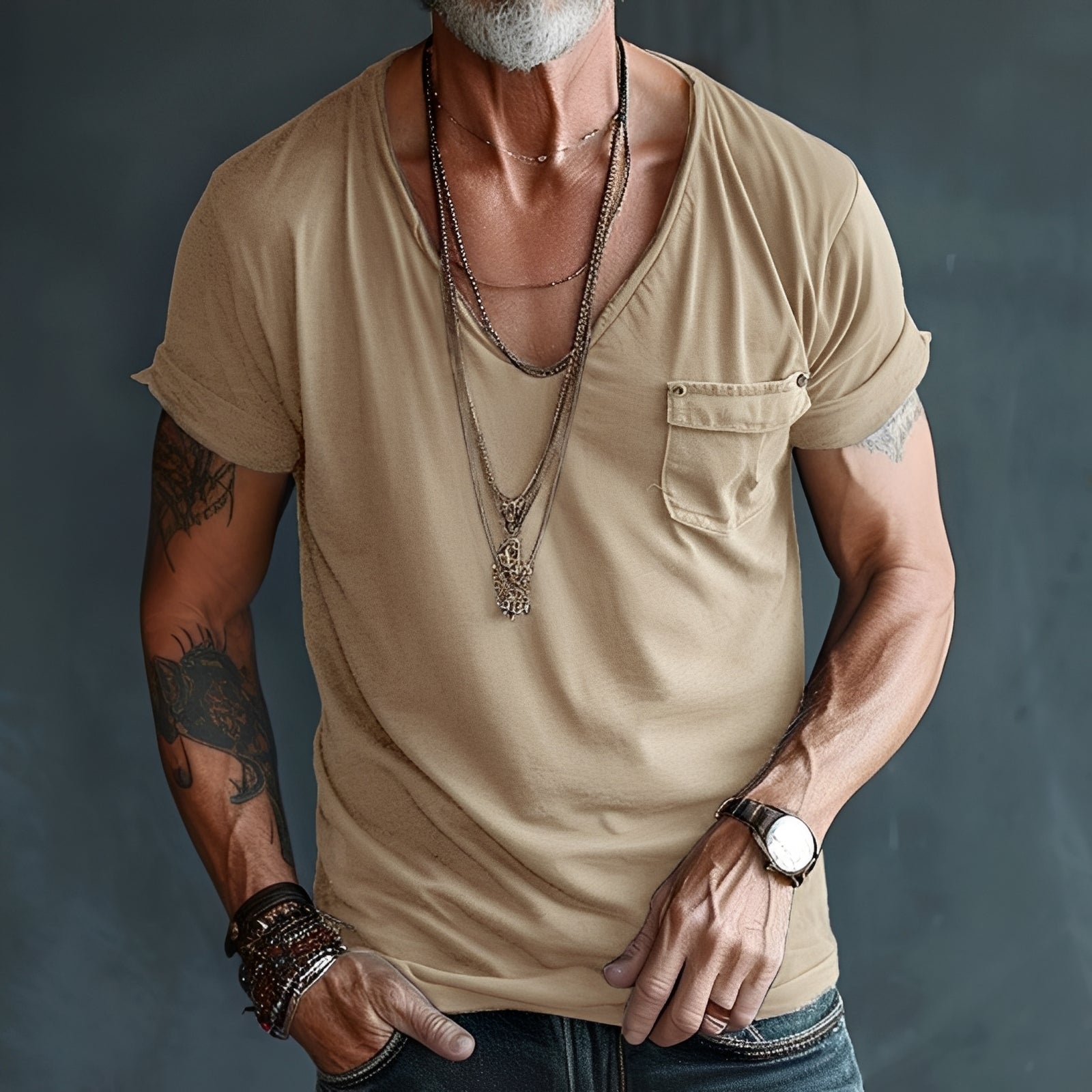 Eddie – T-shirt homme – coupe ample et décontractée