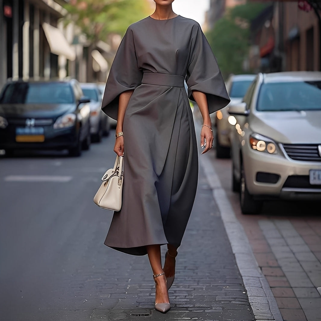Élise - Robe élégante à manches lanternes et ceinture pour femmes