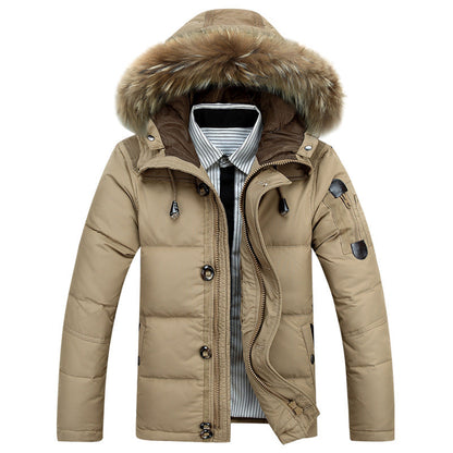 Eddie - Modern men's coat with hood trimmed with fur